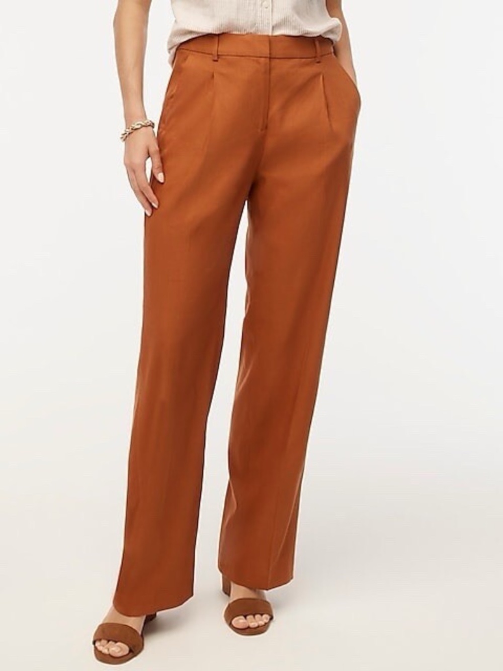 J. Crew Linen Blend Wide Leg Trouser Pant